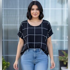 Take 50% OFF- Shein Curve Black&White Women’s Blouse, Size-3XL